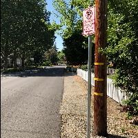 Roadside with parking sign