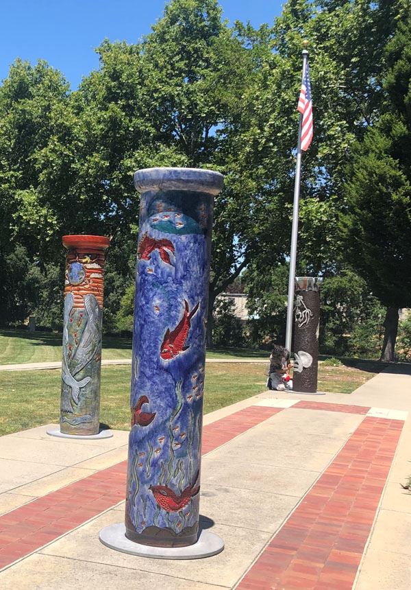 Dinosaur, Whale and Aquarium, Clay Pipes a Public Art Installation