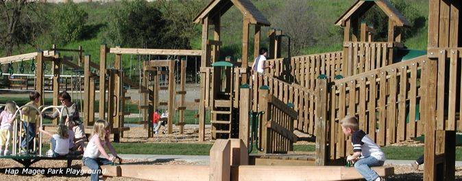 Children having fun on the Hap Magee Park playground