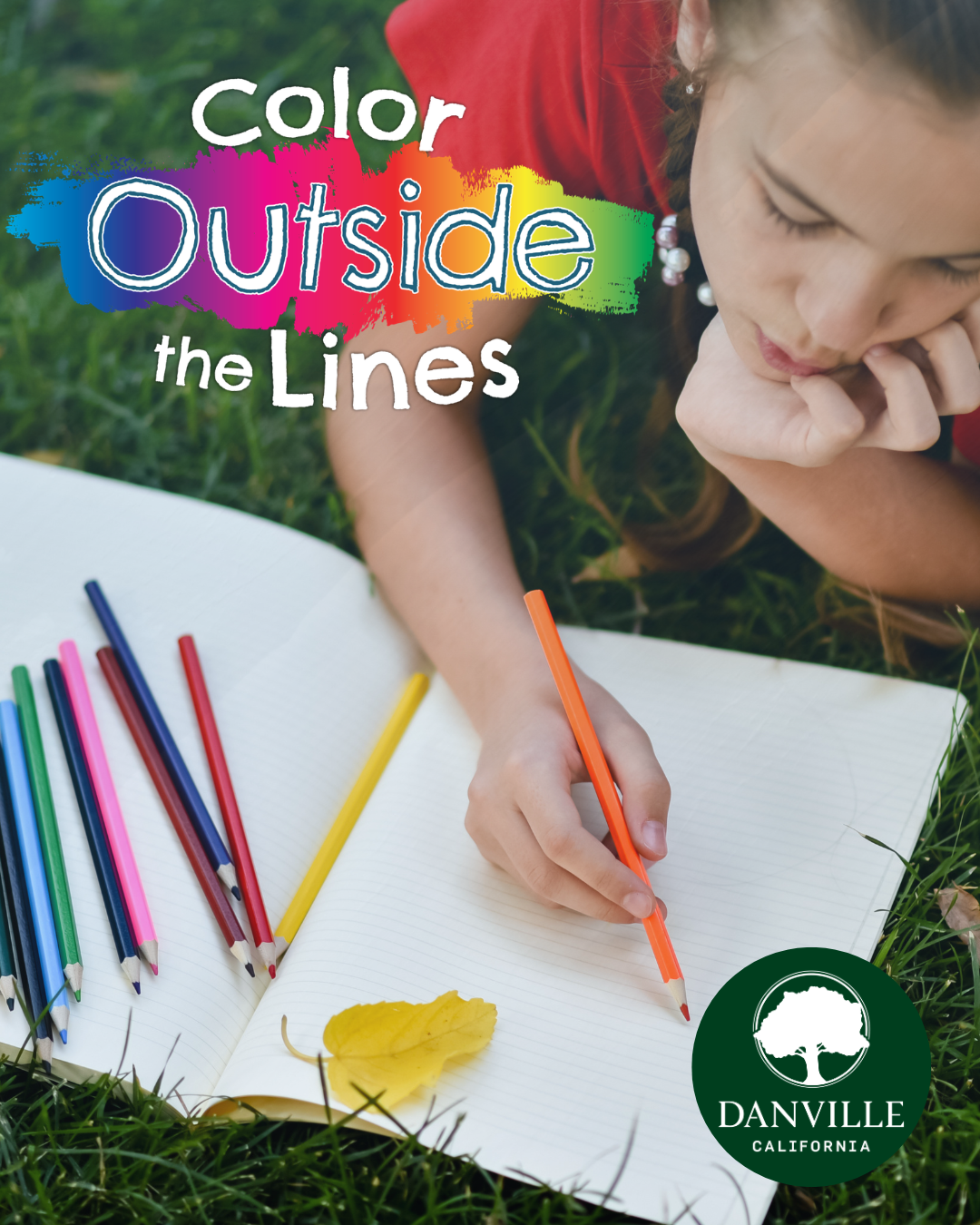Color Outside The Lines Contest showing girl drawing with colored pencils