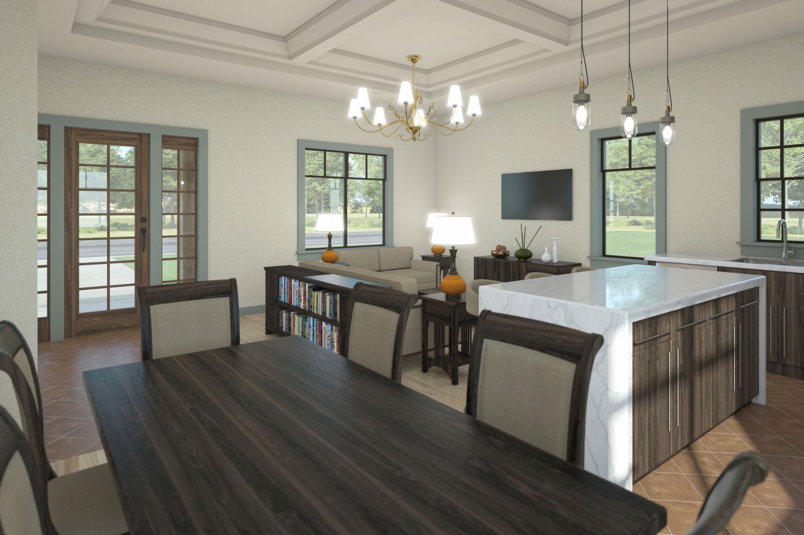 One Bedroom Interior Rendering-Mediterranean